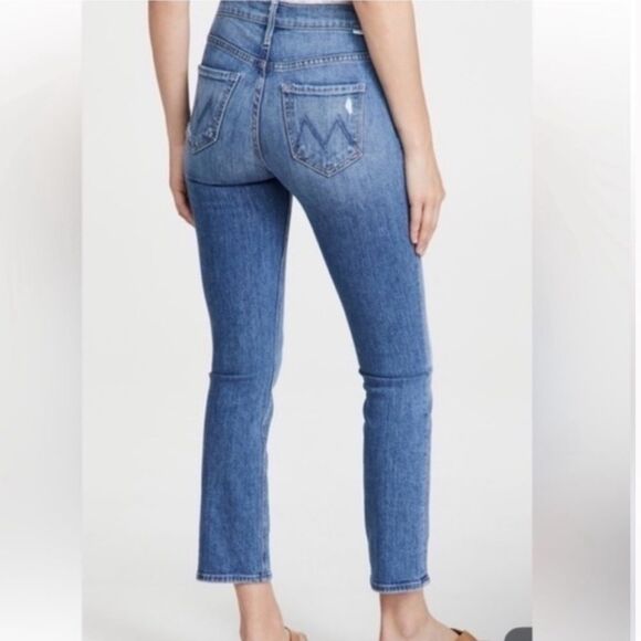 MOTHER The Mid Rise Dazzler Ankle Cut & Paste Womens Blue Jeans size 30 - Picture 2 of 10